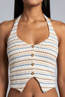 Striped Crop Halter Top
