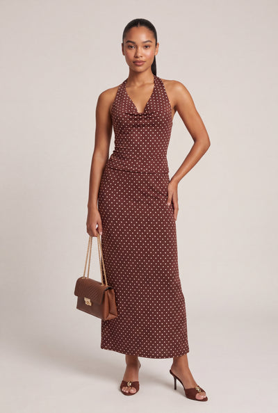 Polka Dot Halter Top and Maxi Skirt Set