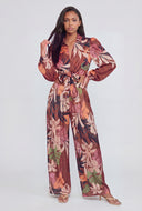 Alexis Tropical Leaf Tie-Front Crop Shirt