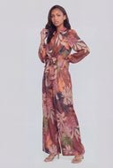 Alexis Tropical Leaf Wide-Leg Pants