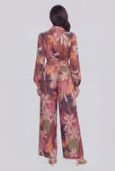 Alexis Tropical Leaf Wide-Leg Pants