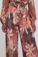 Alexis Tropical Leaf Wide-Leg Pants