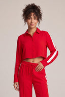 Contrast Stripe Crop Shirt