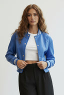 Makayla Cropped Faux Leather Bomber Jacket
