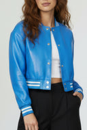 Makayla Cropped Faux Leather Bomber Jacket