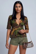Olive Camo Quarter Sleeve Blazer