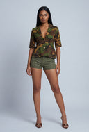 Olive Camo Quarter Sleeve Blazer