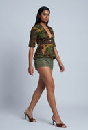 Olive Camo Quarter Sleeve Blazer