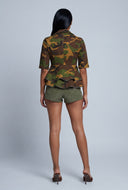 Olive Camo Quarter Sleeve Blazer