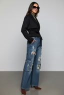 Hanna Cropped Twill Trench Coat Belted Jacket