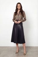Aliana Satin Leopard Print Button Front Shirt
