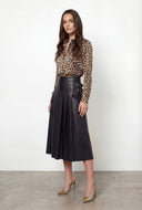 Aliana Satin Leopard Print Button Front Shirt