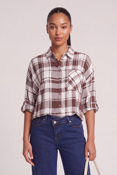 Plaid Tabbed Sleeve Shirt