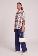 Plaid Tabbed Sleeve Shirt