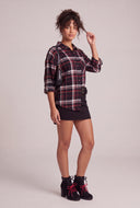 Plaid Button Front Tunic Shirt