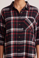 Plaid Button Front Tunic Shirt