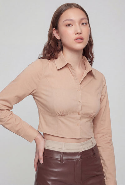 Cropped Button Front Shirt