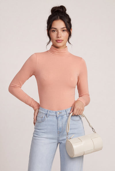 Elyse Ruched Turtleneck Tee