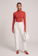 Elyse Ruched Turtleneck Tee