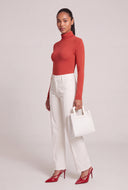 Elyse Ruched Turtleneck Tee