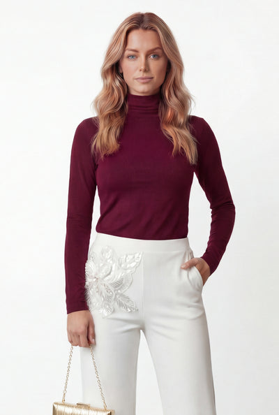 Elyse Ruched Turtleneck Tee