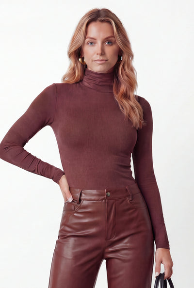 Elyse Ruched Turtleneck Tee