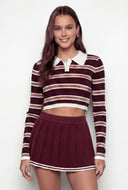 Emi Striped Rib Knit Cropped Sweater