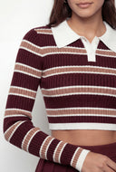 Emi Striped Rib Knit Cropped Sweater