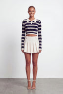 Emi Striped Rib Knit Cropped Sweater