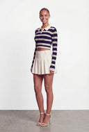 Emi Striped Rib Knit Cropped Sweater