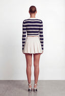 Emi Striped Rib Knit Cropped Sweater