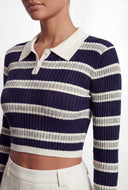 Emi Striped Rib Knit Cropped Sweater