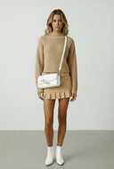 Cropped Knit High Neck Sweater
