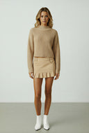 Cropped Knit High Neck Sweater