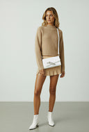 Cropped Knit High Neck Sweater