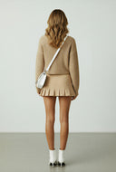 Cropped Knit High Neck Sweater