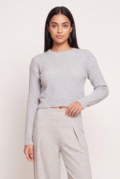 Oaklee Cable Knit Crop Sweater