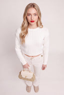 Oaklee Cable Knit Crop Sweater