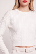 Oaklee Cable Knit Crop Sweater