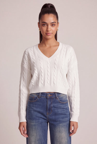 Elle Cable Knit Crop Sweater