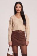 Elle Cable Knit Crop Sweater
