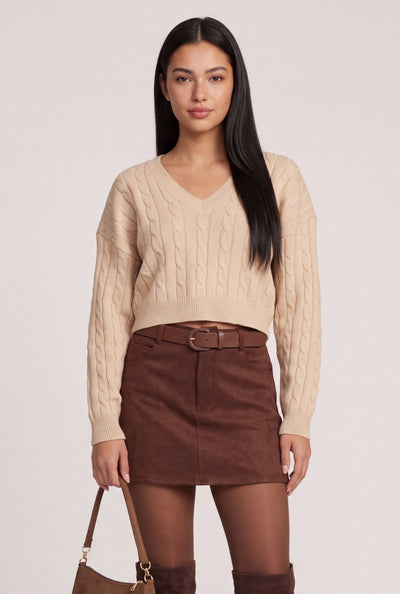 Elle Cable Knit Crop Sweater
