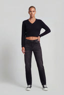 Cable Knit V-Neck Crop Sweater