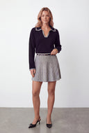 Brushed Knit Contrast Collar Sweater