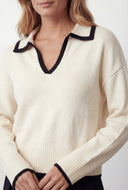 Brushed Knit Contrast Collar Sweater
