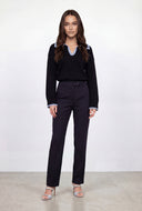 Brushed Knit Contrast Collar Sweater