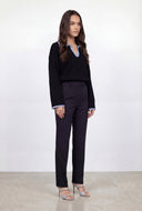Brushed Knit Contrast Collar Sweater