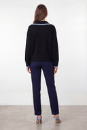Brushed Knit Contrast Collar Sweater