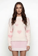 Heart Pattern Knit Pullover Sweater