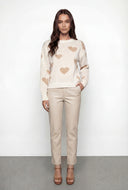 Heart Pattern Knit Pullover Sweater